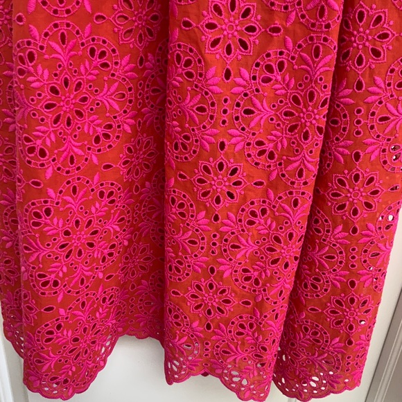 J Crew Maxi Eyelet Lace Dress Hot Pink - Picture 7 of 8